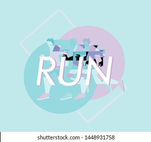 running people silhouettes, sport and activity background