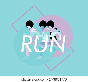 running people silhouettes, sport and activity background