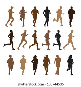 Running people silhouettes. Vector illustration