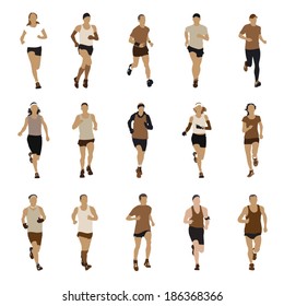 Running people silhouettes. Vector illustration