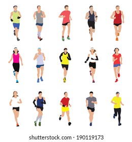 Running people silhouettes. Vector illustration