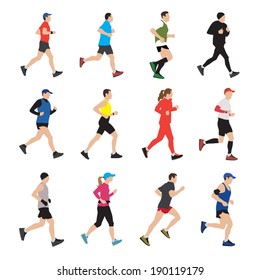 Running people silhouettes. Vector illustration