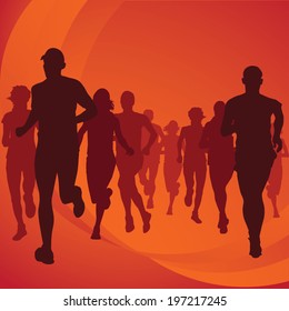 Running people silhouettes Vector Illustration