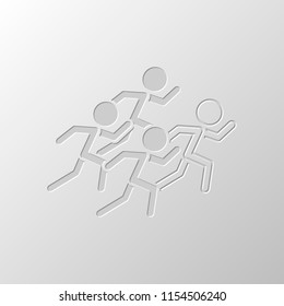running people. team with leader. Paper design. Cutted symbol. Pitted style