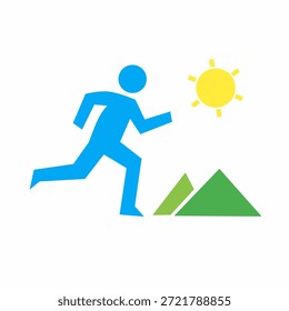 Icono del Vector de la gente que corre en estilo colorido plano, mostrando la actividad al aire libre del jogging para los App de la aptitud, las infografías de la salud, y las imágenes del deporte