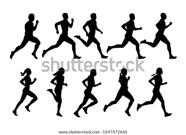 Running People Vector Runners Group Isolated Stock Vector (Royalty Free ...