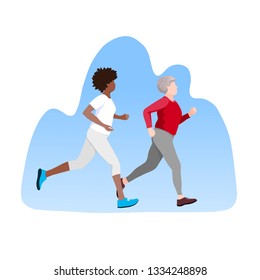 Running people.Vector illustration.