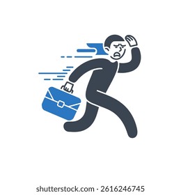 Running Person Briefcase Icon On White Background