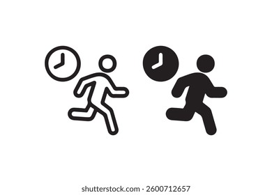 Running person with clock icon set Vector
