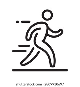 Running person icon, fast movement symbol, vector illustration