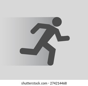 running person icon flat shadow
