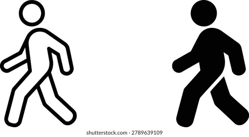 Running person icon set outline and filled versions