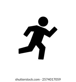 running person icon, simple flat style, logo sign symbol vector illustration pictogram, isolated on white for mobile app