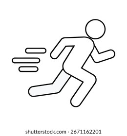 Icono del Vector del arte de la línea de la persona que corre – símbolo del movimiento rápido aislado en blanco