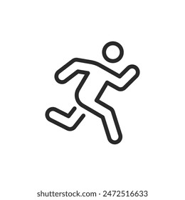 Running person, linear style icon. physical exercise and running activity. Editable stroke width