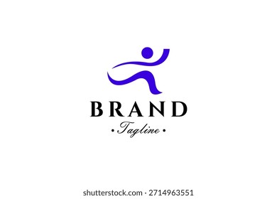Logotipo de la persona que corre con estilo abstracto del diseño del Vector