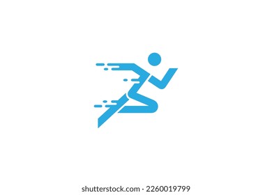 running person logo, athletic sport symbol with fast effect in flat design