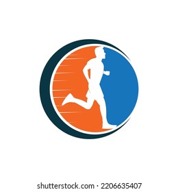 Running person logo, vector illustration template design