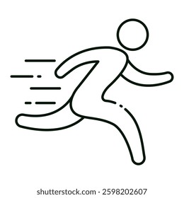 Running person representing agility, quick response, and fast execution, editable stroke