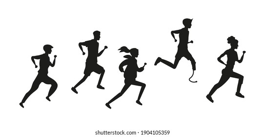 Running Person Silhouette On White Background