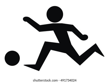 running person, sporstman, ball, black silhouette, vector icon