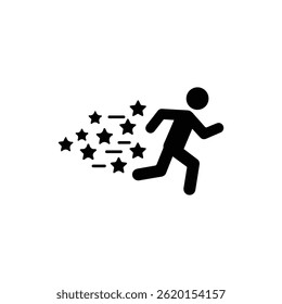 Running Person with Trail of Stars Showing Fast Personal Growth