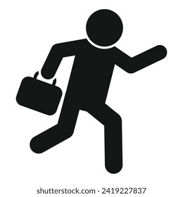 Running person work late icon simple vector. Morning busy. Solitary agency