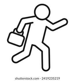 Running person work late icon outline vector. Morning busy. Solitary agency