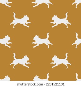Running petit brabancon puppy. Seamless pattern. Dog silhouette. Endless texture. Design for wallpaper, fabric, decor, surface design. Vector illustration.