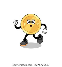 running philippine peso mascot illustration , character design