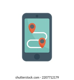 Running phone route icon. Flat illustration of Running phone route vector icon isolated on white background
