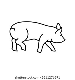 running pig farm line icon vector. running pig farm sign. isolated contour symbol black illustration