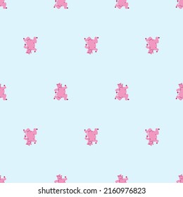 Running pig pixel art pattern seamless. 8 bit swine run background. pixelated Baby fabric ornament