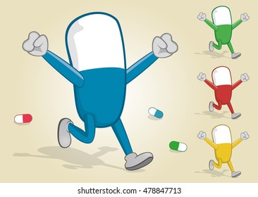 Running Pill With Two Hands Up