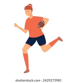 Icono de jugador en ejecución vector de dibujos animados. Feliz equipo deportivo. Mujer atleta