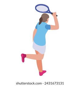 Running player icon isometric vector. Sport tennis. Big play female