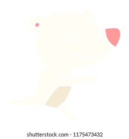 running polar bear flat color style cartoon