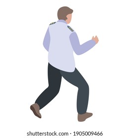 Running policeman icon. Isometric of running policeman vector icon for web design isolated on white background