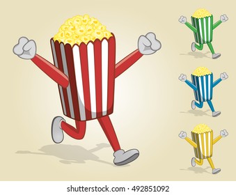 Running Popcorn Carton With Two Hands Up