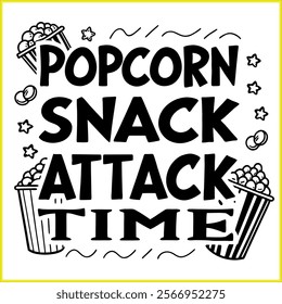 Running Popcorn Movie Night T-Shirt Design