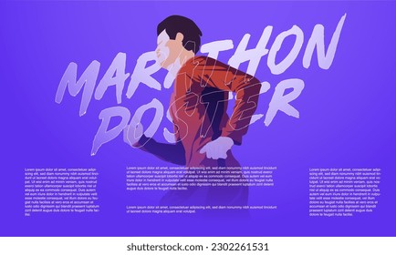 Running poster design with runner's colorful design illustration. with blue and purple saturated colors. run poster. Marathon. City marathon.