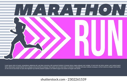 Running poster design with runner's colorful design illustration. with blue and purple saturated colors. run poster. Marathon. City marathon.