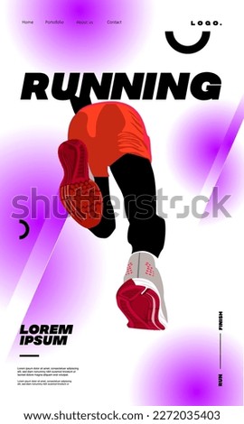 Running poster design with runner's Legs on Black and colorful design illustration. with purple and blue saturated splash color. run poster. marathon. city marathon.
