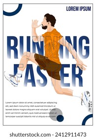 Running poster design with runner's vectors and minimalist design illustration. with blue and white saturated splash color. run poster. marathon. city marathon.

