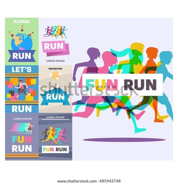 Running Poster Fun Run Stock Vector Royalty Free 485943748