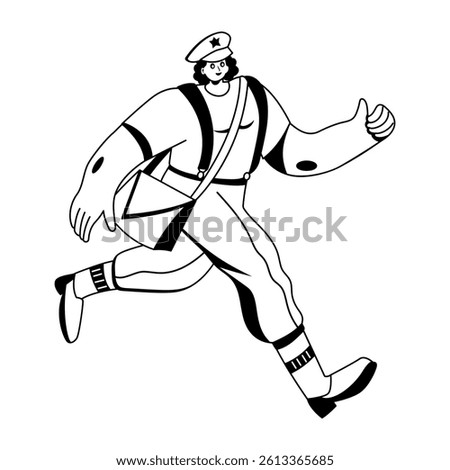 Running postman illustration in glyph style 
