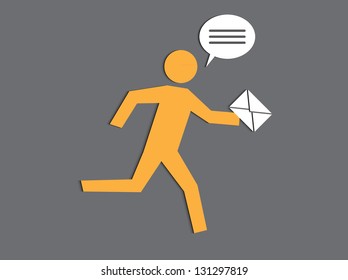 running the postman. mail delivery.logo icon vector eps10