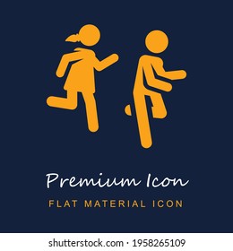 Running premium material ui ux isolated vector icon in navy blue and orange colors