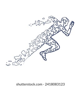 Running puzzle man vector illustration