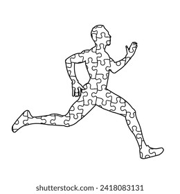 Running puzzle man vector illustration